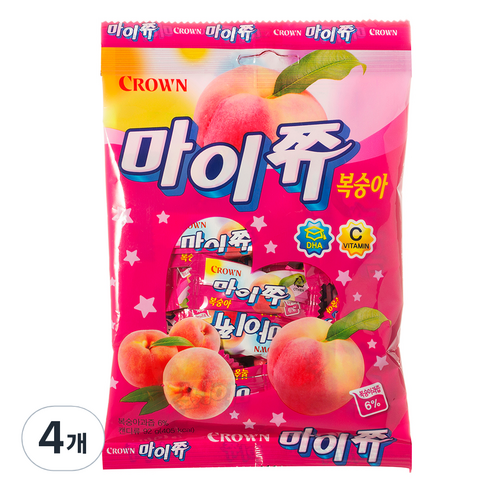 크라운 마이쮸 복숭아, 92g, 4개