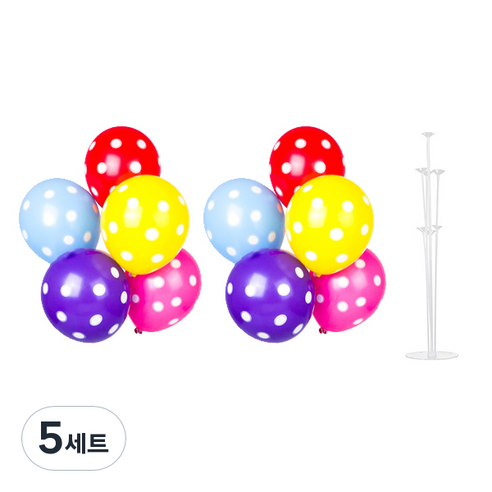 파티쇼 풍선꽂이장식세트 70cm, 도트인쇄(랜덤 발송), 5세트