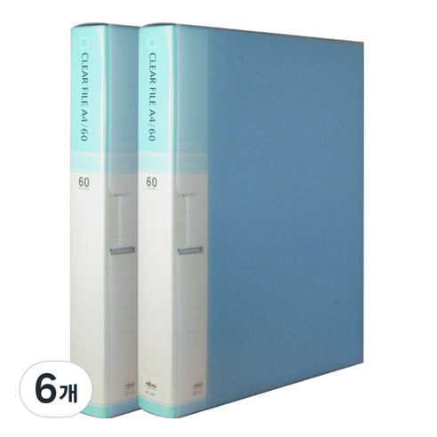 칼라 링화일 인덱스 3공 A4 60매, 하늘색, 6개