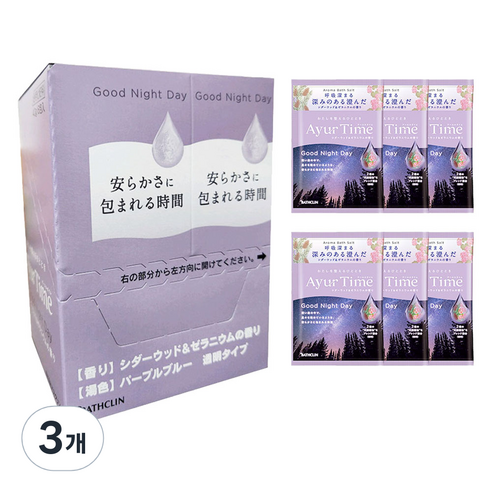 바스크린 아유르타임 입욕제 굿나잇데이 PACKET 6p, 240g, 3개