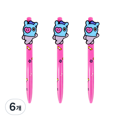 라인프렌즈 BT21 피규어젤펜 0.5mm, 망, 6개