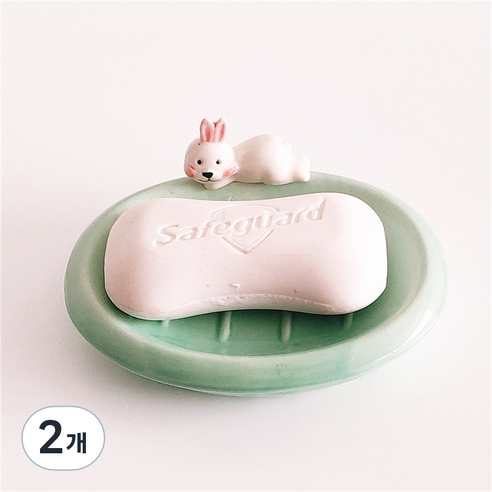 몬드스팟 세라믹 동물 토끼 물빠짐 욕실 비누 받침대 RB20704, E, 2개