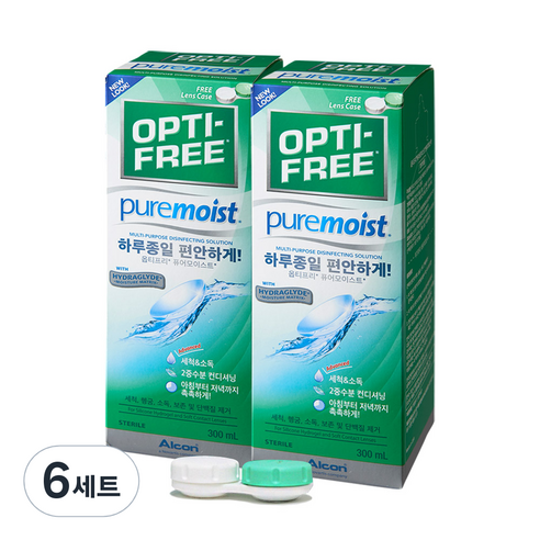 옵티프리 퓨어모이스트 렌즈 세정액 세트, 300ml, 6세트