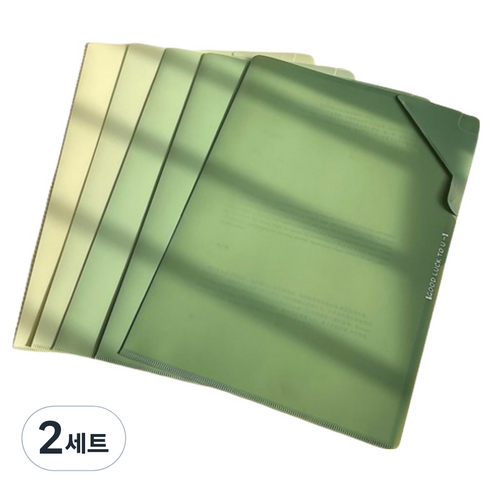 갠지라이프 그라데이션 대용량 L자 파일 5종 세트, 그린, 2세트