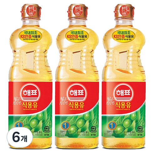 해표 식용유, 900ml, 6개