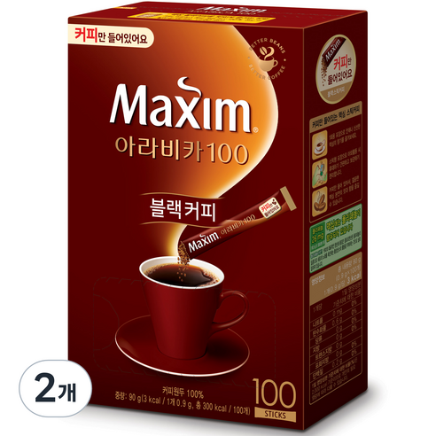맥심 아라비카100 노슈가블랙, 0.9g, 100개입, 2개