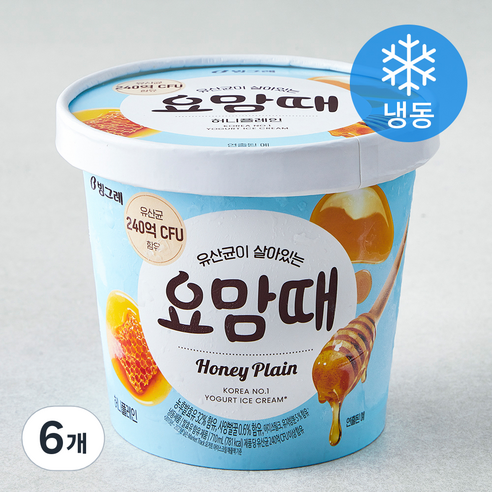 빙그레 요맘때 허니플레인 아이스크림 (냉동), 710ml, 1개입, 6개