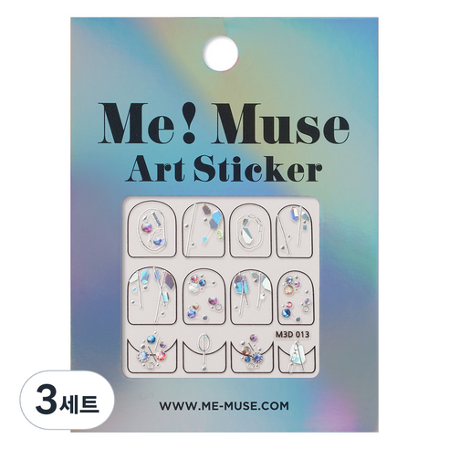 미뮤즈 네일 아트스티커, 아이스실버(M3D013), 3세트