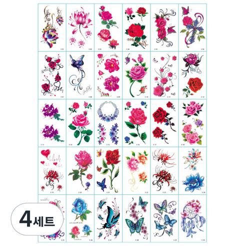 달모아 타투 스티커 30종 세트, E, 4세트