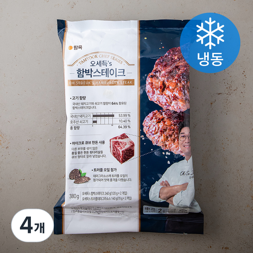 탐육 오세득 s 함박스테이크 (냉동), 380g, 4개