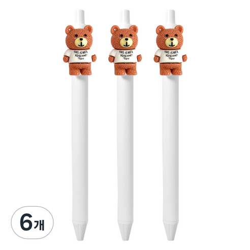 큐티파츠 젤펜 베어 0.5mm, 브라운, 6개