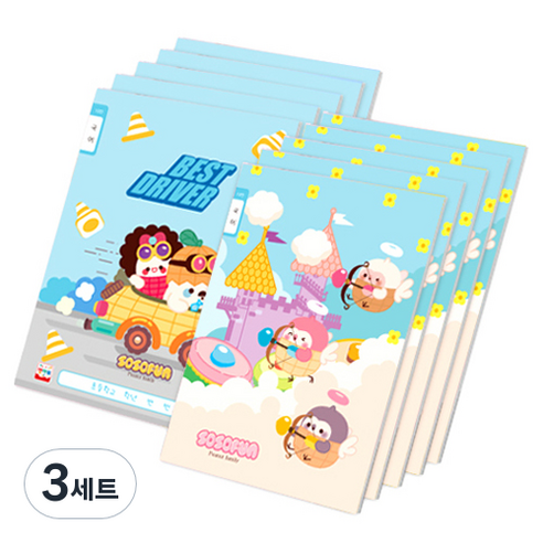 다다 피넛패밀리 국어 10칸 슬림초등노트 2종 x 5p 세트, 혼합색상, 3세트