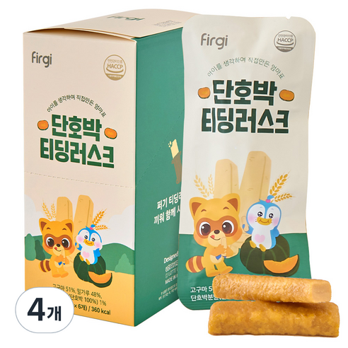퍼기 유아용 티딩러스크 과자, 단호박맛, 120g, 4개