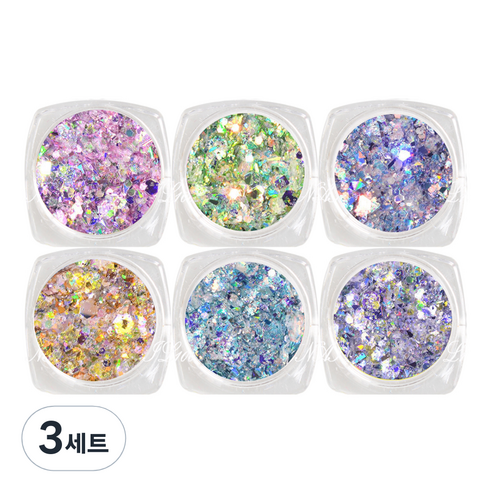 메이브라운 프리미엄 샤이니 네일글리터 혼합 6종, A, 3세트
