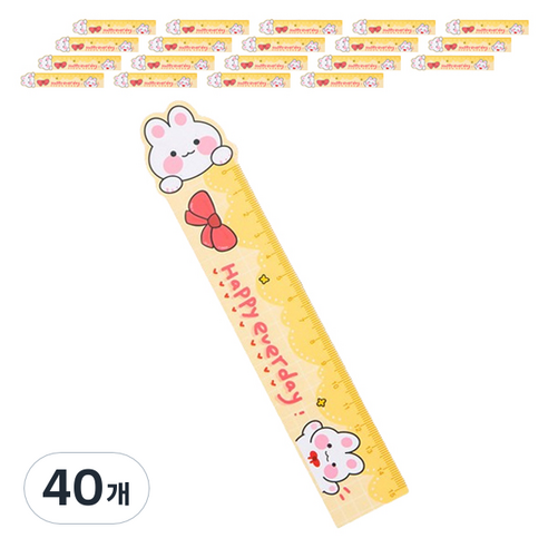 마켓감성 문구용품 휘어지는 눈금자, 행복한토끼, 40개