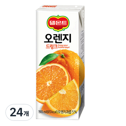 델몬트 드링크팩 오렌지, 190ml, 24개