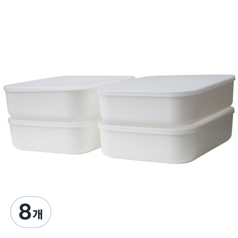 가규 모던 라운드 리빙박스, 화이트(본체) + 투명(뚜껑), 8개