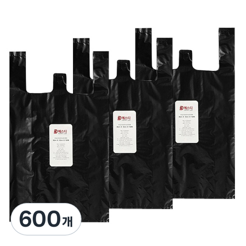 에스디 비닐봉투 흑색 1호, 3L, 600개