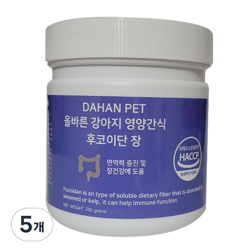 다한 강아지 후코이단 장 영양제 250g, 장건강, 5개