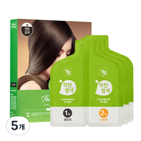TS 더착한 염색 파우치형 120g, 7호 연한갈색, 5개