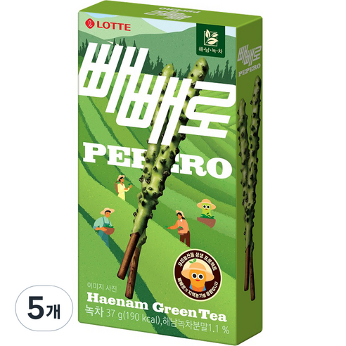 빼빼로 녹차, 37g, 5개