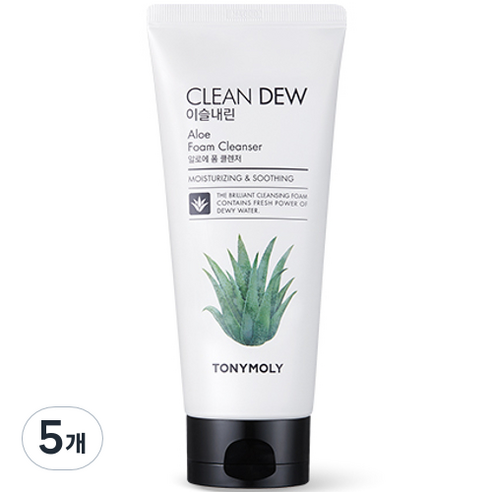 토니모리 이슬내린 알로에 폼 클렌저, 180ml, 5개