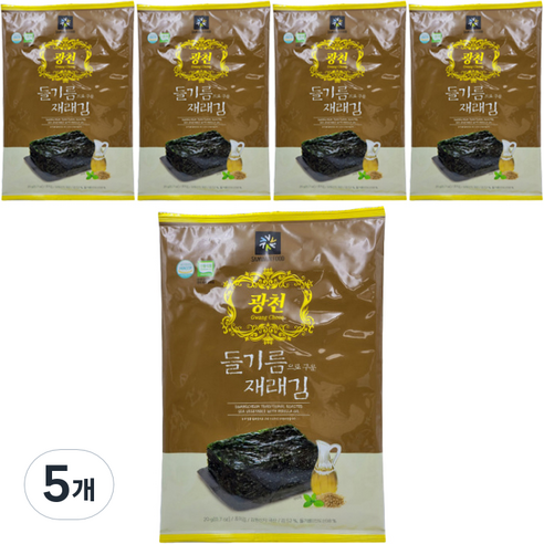 삼원 광천 들기름 전장김 5p, 100g, 5개