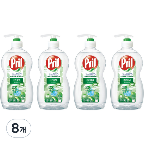 프릴 그린파워 알로에 베라 주방세제, 750ml, 8개