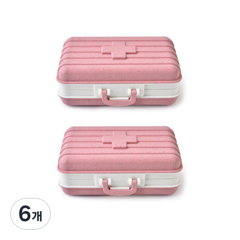 잇곰 휴대용 알약상자 케이스 핑크, 6개