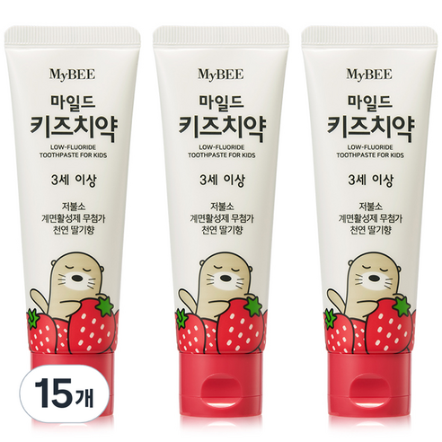 마이비 마일드 키즈 치약 딸기향, 100g, 15개