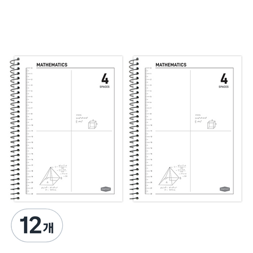 핑크풋 3000 4분할 수학 연습장, 화이트, 12개