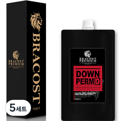 브라코스트 셀프 다운펌 손상모 + 시술도구 풀세트, 500ml, 5개