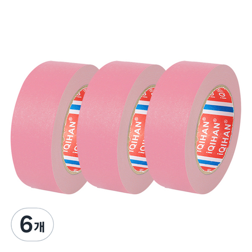 다다 칼라 마스킹 종이테이프 30mm x 15m, 핑크, 6개