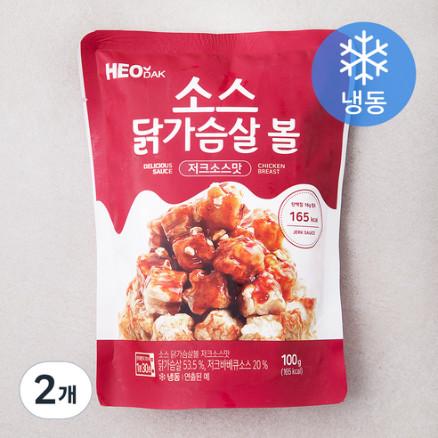 허닭 소스 닭가슴살볼 저크소스맛 (냉동), 100g, 2개