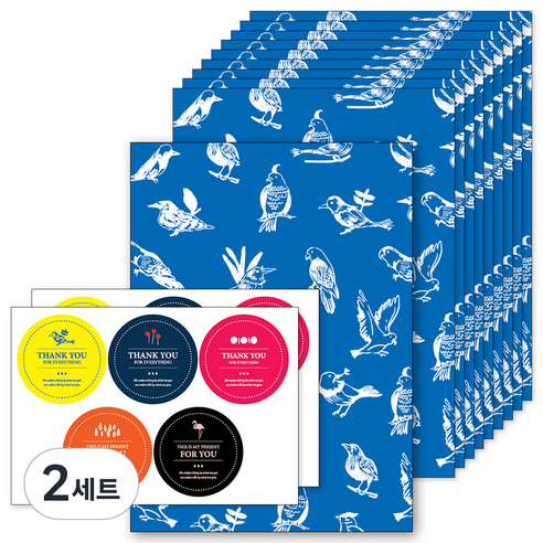 앤캐비넷 선물봉투 10p + 스티커 2p 세트, 블루버드, 2세트