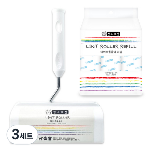 청소대장 테이프 클리너 본품 + 리필 3p 랜덤발송, 3세트