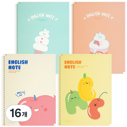 포포팬시 맬렁이 영어노트, 혼합색상, 16개