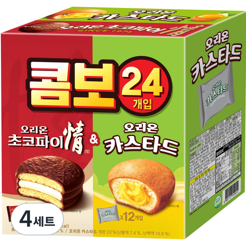 오리온 콤보 초코파이 정 39g x 12p + 카스타드 23g x 12p, 744g, 4개
