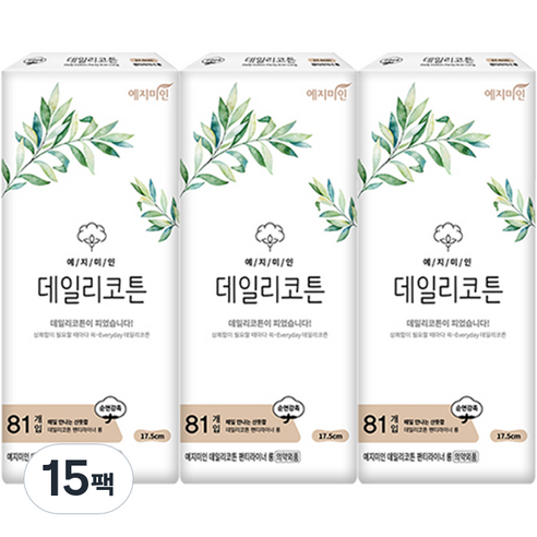 예지미인 데일리코튼 롱 팬티라이너, 81개입, 15팩