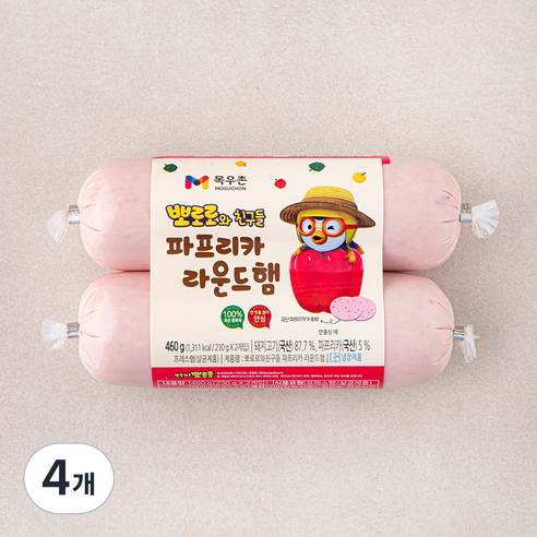 목우촌 뽀로로와 친구들 파프리카 라운드햄, 460g, 4개