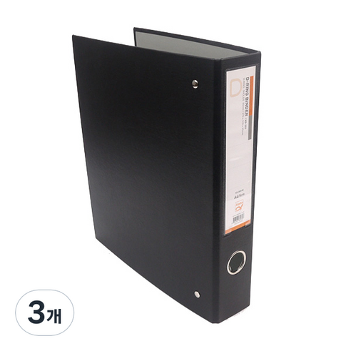 알파 합지 D링 A4 바인더 KD303 3공 5cm, 흑색, 3개
