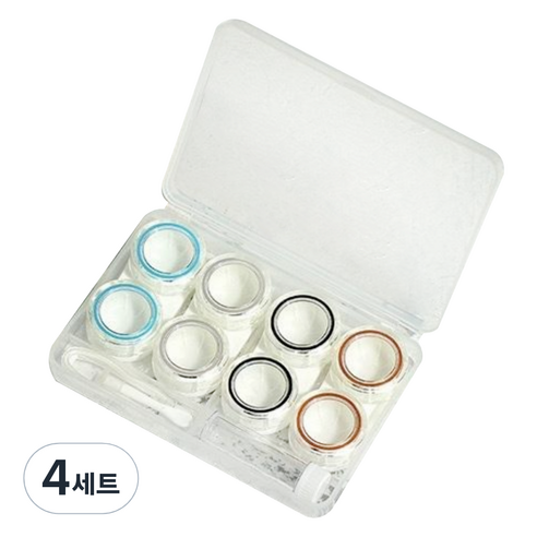 특별한상점 투명 칼라 휴대용 케이스 + 콘택트 렌즈 케이스 4종 세트, 혼합색상, 4세트