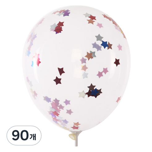 컨페티풍선 30cm, 별 레인보우, 90개