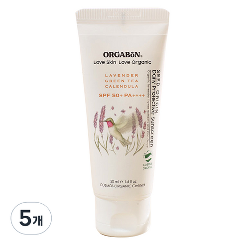 오가본 씨앗품은 유기농 데일리 안심 선크림 SPF50+ PA++++, 5개, 50ml