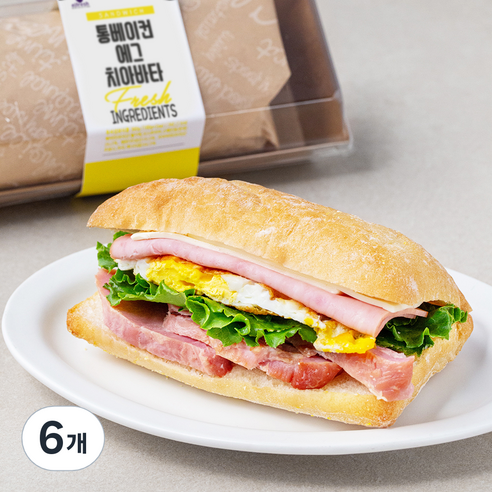 이엘후레쉬 통베이컨 에그 치아바타 샌드, 6개, 180g