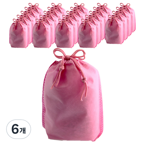 부직포 복주머니 더스트백 16 x 25 cm 25p, 핑크, 6개