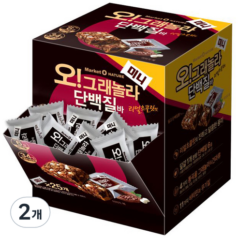 오리온 오 그래놀라 단백질바 미니 디스팬서 25p, 300g, 2개