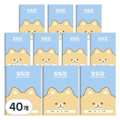 햄치 초등 미니 알림장 B5, 블루, 40개