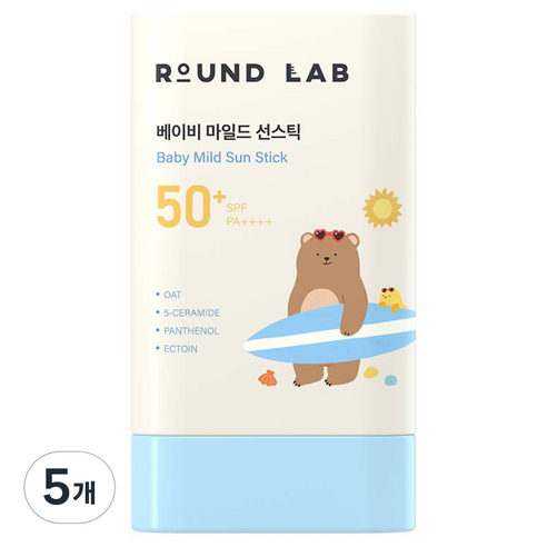 라운드랩 유아용 마일드 선스틱 SPF50+ PA++++, 21g, 5개