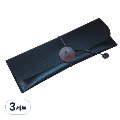 더보테가 핸드메이드 가죽 필통 + 펜슬캡 세트 각인 무, 풀그레인 블랙, 3세트